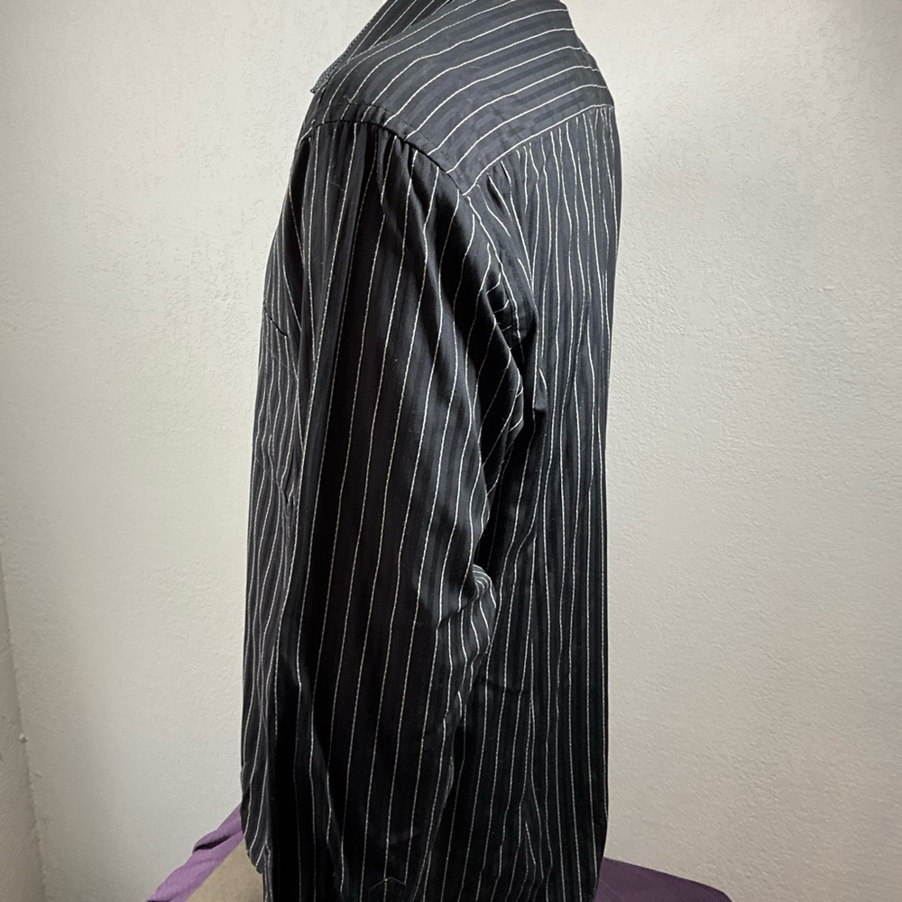 Bugatchi Black Pinstripe Button Down Shirt - Picture 2 of 6